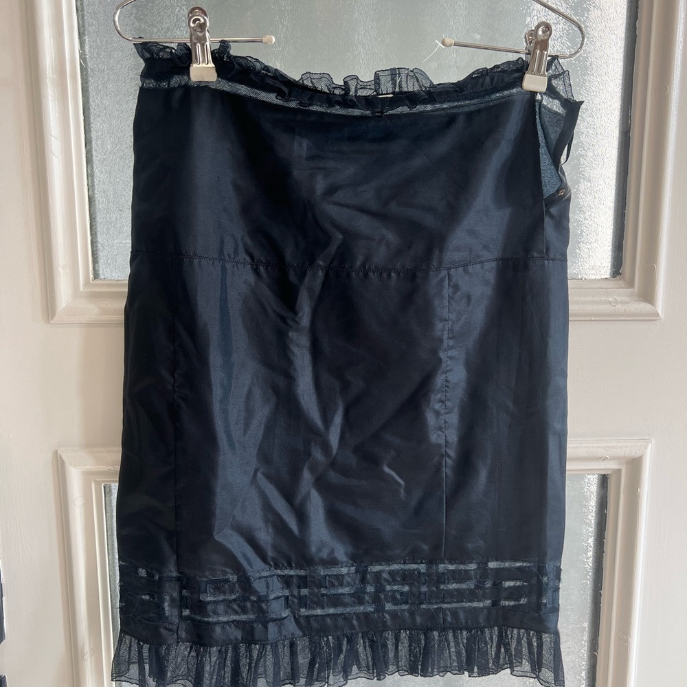 Miu Miu Black Ruffled Pencil Skirt Knee-Length